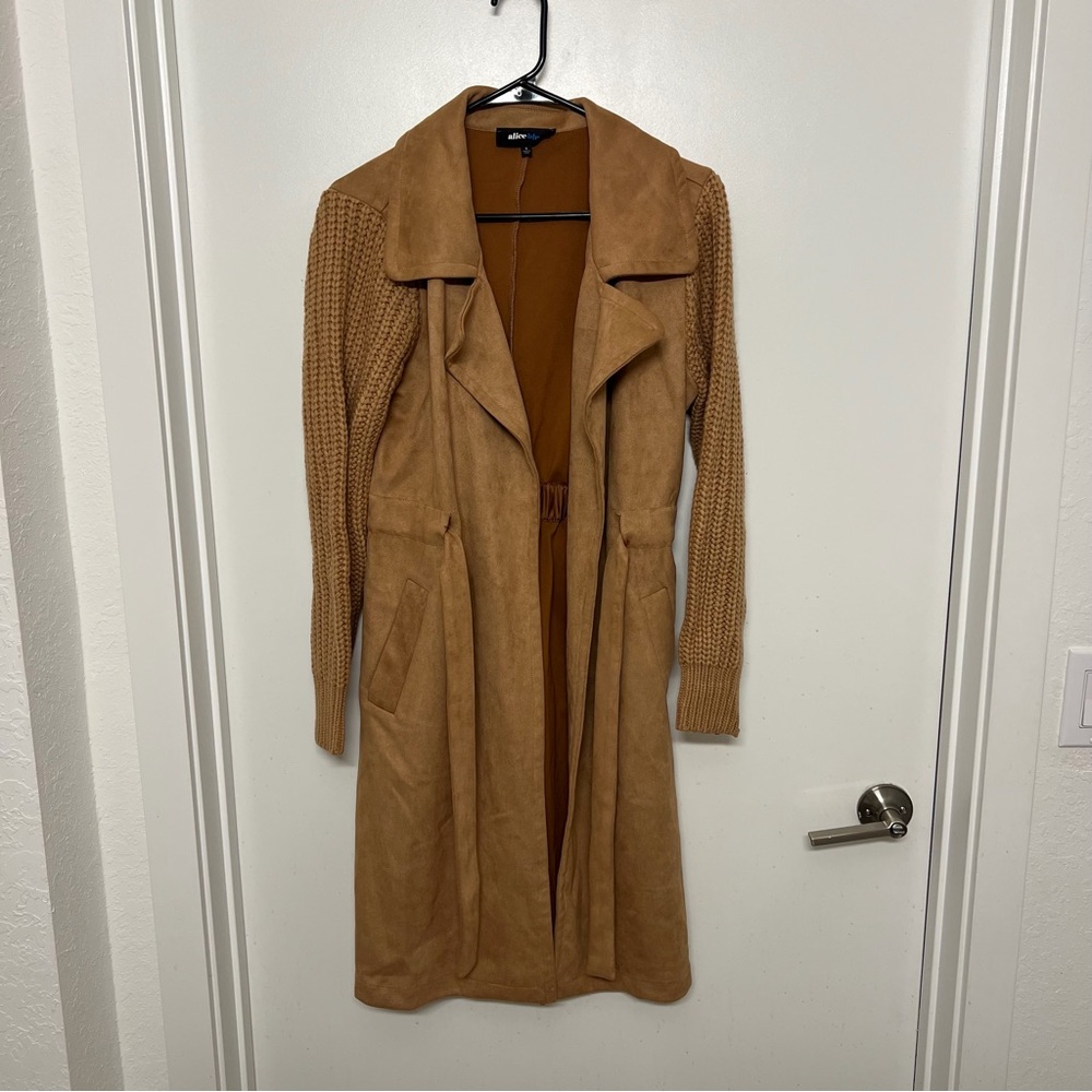 Women's Tan Suede Long Coat